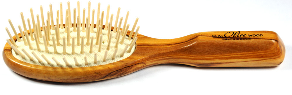 Hair-brush with wooden pins