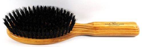 Hair-brush olive-wood with wild bear bristles