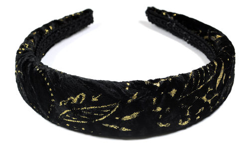 Head-band velvet black-gold